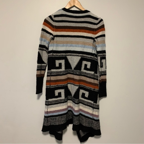 Free People Stripe Aztec Tribal Rolla Coasta Long Angora Wool Cardigan Sweater M - Picture 6 of 11